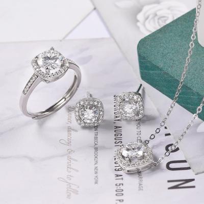 China CLASSIC Jewelry Sets Moissanite 925 Sterling Silver Ring Set Anniversary Gift For Women for sale