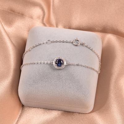 China CLASSIC 925 Sterling Silver Bracelet 5mm Sapphire Stone Bracelets for sale