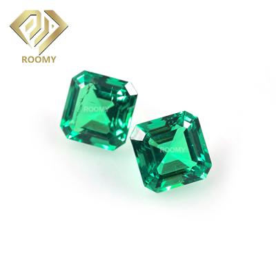 China Star Stones Asscher Jewelry Cut Hydrothermal Green Gemstone for sale