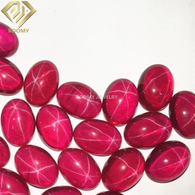 China High Temperature Resistance Red Star Red Oval Lab Created Star Red Transparent Ruby for sale