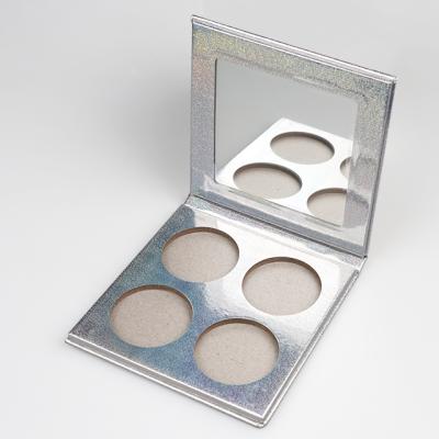 China 4 Pans Handmade Holographic Magnetic Container Paper Eyeshadow Palette Empty Makeup Eyeshadow Palette for sale