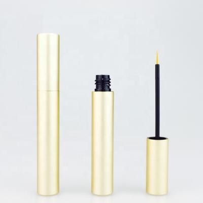 China Wholesale Cosmetic Custom Shiny Container Gold Aluminum Empty Eyeliner Tubes Packaging With Brush for sale