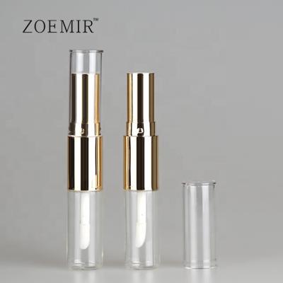 China Newest lip gloss tube/lipstick tube double sided spray gold lipstick tube container liquid lip gloss tube for sale