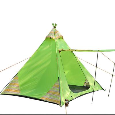 China Waterpoof Outdoor Family Canvas Pyramid Tent Camping Teepee Tent Adult Indian Indian Tent for 3~4 Person for sale