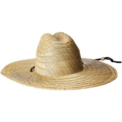 China Wholesale Summer Eco-friendly Australian Beach Straw Hat Raw Material Logo Patch Dye Brown Lifeguard Custom Straw Hats for sale