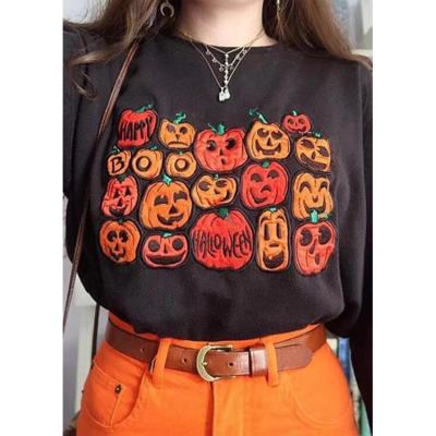 China 2021 Wholesale Women's Black Crewneck Print Pumpkin Costume Anti-shrink Sweatshirt Halloween cosplay for sale