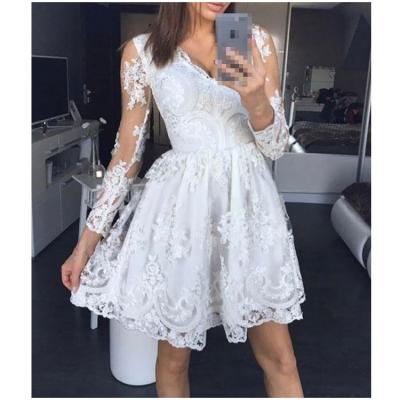 China Breathable White V-Neck Skater Dress Women Floral 2019 Casual Outfits De Ropa Mujer for sale