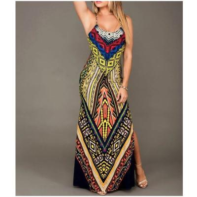 China Moq 2019 Breathable African Copy Maxi Dress Modern Evening Dresses Strappy Slim 1 Piece for sale