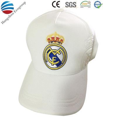 China Logo and AD COMMON Embossed Metal Insignia 5 Panel Embroidery Baseball Cap for sale