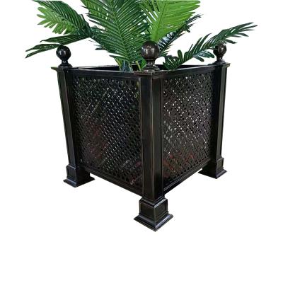 China Custom Modern Outdoor Garden Flower Box Hotel Lobby Aluminum Metal Planting Basin Box for sale