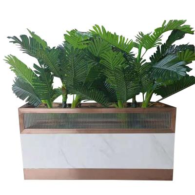 China New Stainless Steel Rock Slab Flower Box Hotel Balcony Modern Warm Glass Garden Park Indoor Outdoor Flower Box for sale