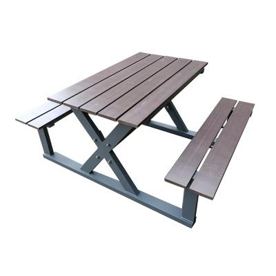 China Custom Contemporary Modern Aluminum Plastic Wood Manufacturers Outdoor Tables And Chairs Set Outdoor Park Recreation Park Tables And Chairs for sale