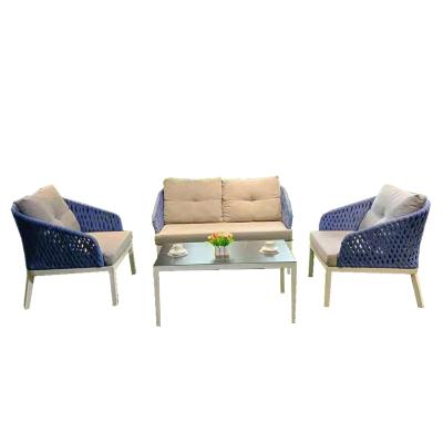 China Modern Aluminum Webbed Patio Garden Sofa Set Contemporary Hot Selling Frame Outdoor Furniture for sale