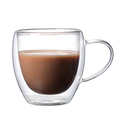 China High Quality Sustainable 250ml Double Wall Coffee Mug Water Cup Glass Mug for sale