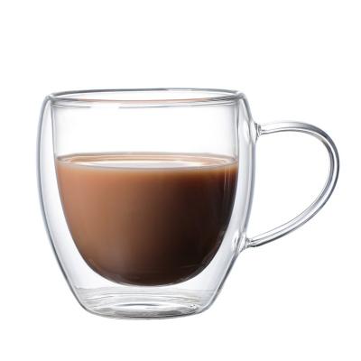 China Best Sustainable Professional Price Double Wall Coffee Mug Heat Resistant Glass Mug for sale