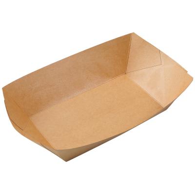 China Disposable Boat Shaped Tray Food Box Dishes Eco-friendly Biodegradable Eco-Friendly Disposable 4oz Brown Kraft Paper Dish Fast Food Wholesale for sale