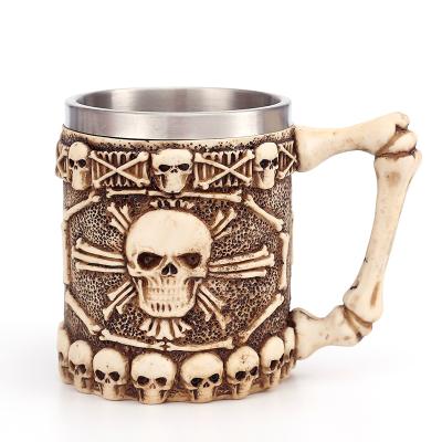 China Hot Selling Viable Stainless Steel Beer Coffee Mug Water Cup Skeleton Mugs For Halloween Party Unique Mugs for sale