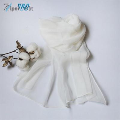 China Zipeiwin Wholesale Soft Elegant Luxury White Silk Georgette Scarf Ready To Paint White Silk Scarf for sale