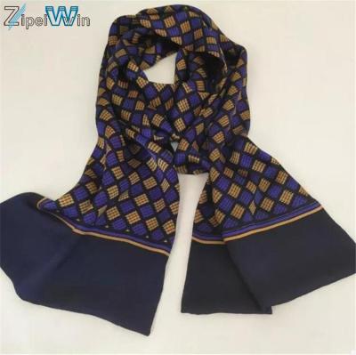 China Zipeiwin men's scarf soft elegant luxury custom silk plaid design for real 100 men's pure silk scarf for sale