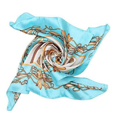 China Wholesale Soft Elegant Luxury Satin Silk Printed Turkish Square Scarf for sale