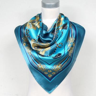 China Soft Elegant Luxury Multi-patterns Satin Square Scarf Air Hostess Scarf Silk Netting for sale