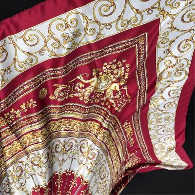 China Decoration gift accessory 2021 fashion style cheap price malaysia silk satin printed hijab one thousand and one nights pattern scarf women head scarf tudung 110x110 for sale