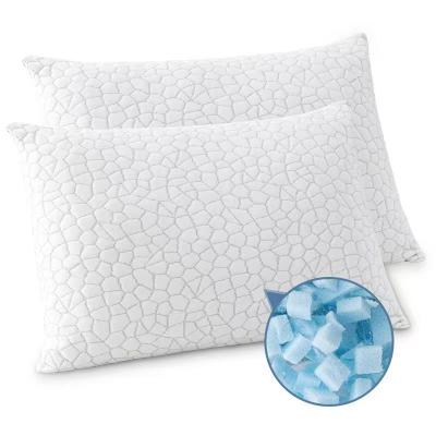 China Cooling Gel Pillows for Sleeping Shredded Memory Foam Pillows 2 Pack Queen Size Firm Pillow for sale