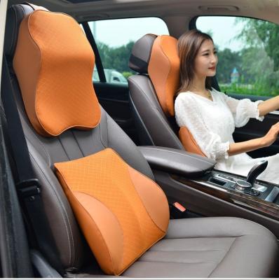 China Solid PU Leather Hot Lumbar Support Pillow for Car Seat Memory Foam Neck Pillow for sale