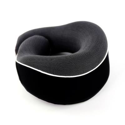 China Solid Black Memory Foam Neck Pillow for Airplane Travel Anti-Bacteria and Lightweight for sale