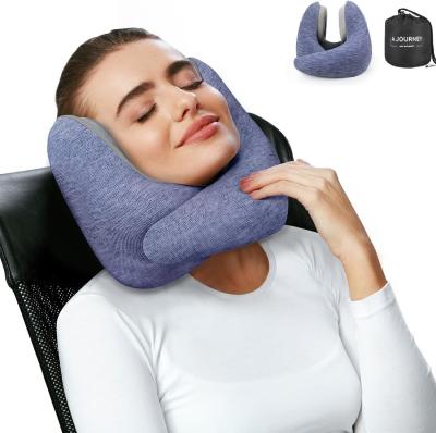 China Comfortable Airplane Travel Memory Foam Neck Pillow with Noise Canceling Earmuffs for sale