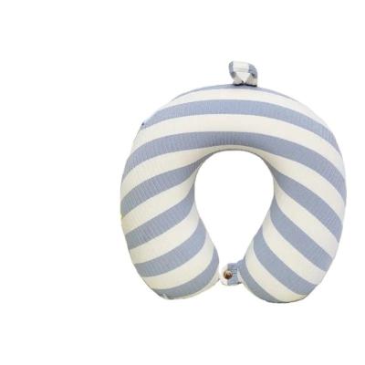 China Cotton Stripe Design U-Shape Memory Foam Travel Pillow for Home Office Travel 30*30*8cm for sale