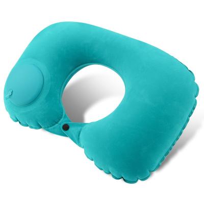 China U-Shape Inflatable Travel Pillow for Comfortable Car Headrest Made of 100% Polyester for sale