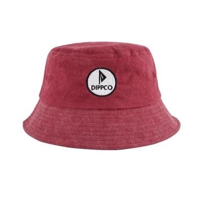 China Sports Custom 100% Washed Cotton Embroidery Patch Logo Red Bucket Hat for sale