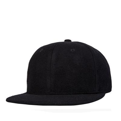 China Wholesale Promotional Black Wool Blank Bill Snapback Flat Hats COMMON for sale