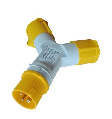 China Multiple 16A 2P+E IP44 2ways Industrial Splitter Couplers Socket 110v-130v Multifunctional Sockets for sale