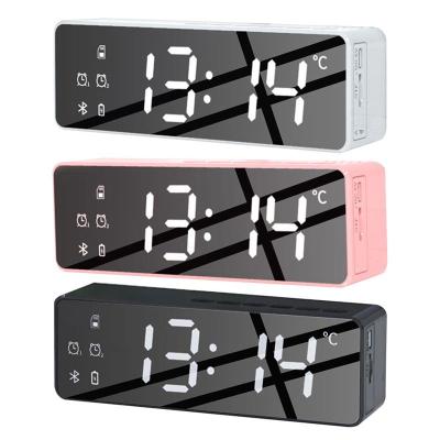 China No aux speakers. Multifunction TF Card Support BT 5.0 Alarm Clock Mirror LED Clock for sale