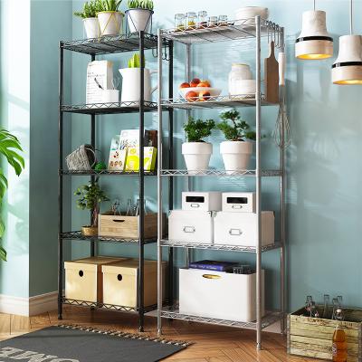 China Sustainable Shelving Metal Shelving Nordic 5 Tier Metal Water Hyacinth Basket Fruit Bread Storage Baskets Kitchen for sale