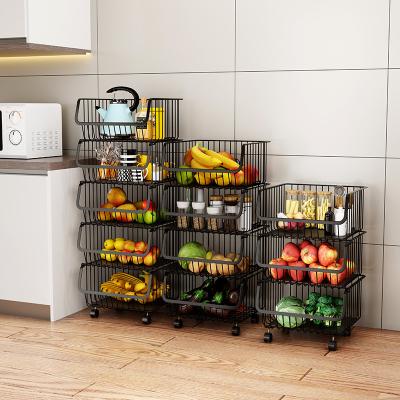 China Sustainable Morden Style Organizer Kitchen Rack Basket Dish Shelf Racks Wire Shelving Storage for Supermarket and Shops for sale