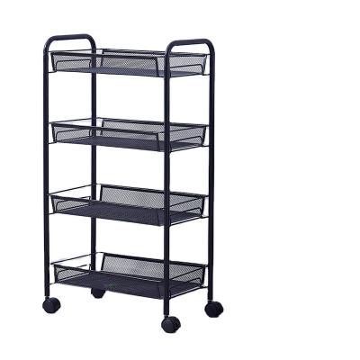 China Stocked Competitive Price 3 Tier Rolling Cart Stainless Steel Bathroom Storage Shelf Rack Utility Goods Shelves Iron Kitchen Shelves for sale