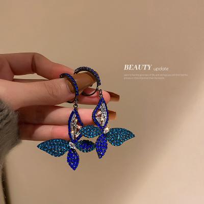 China TRENDY Fashion Butterfly Circle Colorful Purple Crystal Earrings for sale