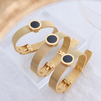 China TRENDY Fashion Gold Plated Number Fashion Titanium Steel Bracelet for sale