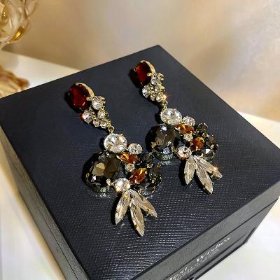 China Trendy Fashion Drop Colorful Crystal Korean Earrings Flower for sale