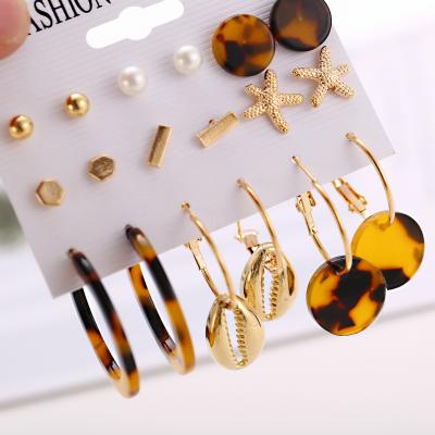 China TRENDY Fashion Acetate Leopard Star Shell Earring Sets For Women Jewelry for sale