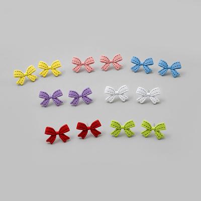 China Trendy Candy Color Sweet Color Bow Painting Fashion Small Stud Earrings for sale