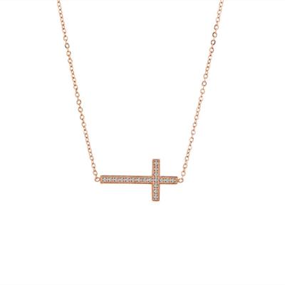 China Trendy Trendy Titanium Steel Rose Gold Plated Cross Necklace for sale