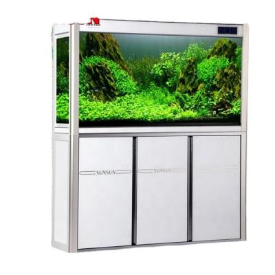 China SUNSUN Complete Filtration System Aquarium Large Cylinder Aquariums LED Lighting Viable Ultra Clear Glass Fish Farming Tanks for sale