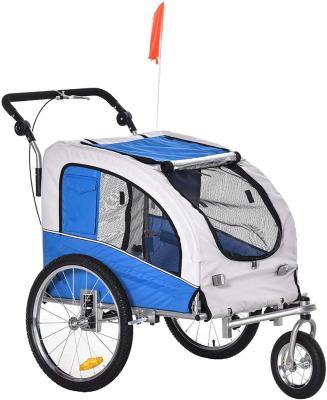 China Other Trailers 360 Swivel Wheel Reflectors Flag Dog Bike Trailer 2-in-1 Pet Stroller Bicycle Cart Cargo Carrier for sale