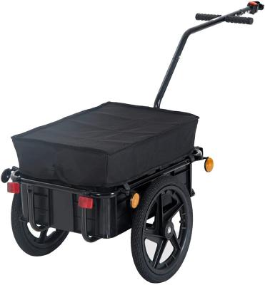 China Transport cargo 16 inch big wheel bicycle trailer with rain cover, metal frame cargo cart cart for bicycle and electric bike for sale