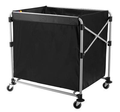 China Commercial Hotel Laundry Trolley WHEELED Cleaning Folding Rolling Cart On Wheels for sale