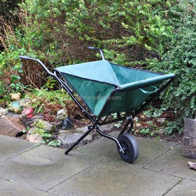 China NEW GREEN LIGHTWEIGHT Fabric SPACE SAVING FOLDING GARDEN WHEELBARROW for sale